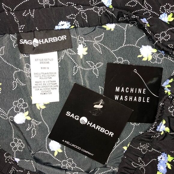 Sag Harbor Black with Blue Floral Design Skirt - Picture 6 of 6